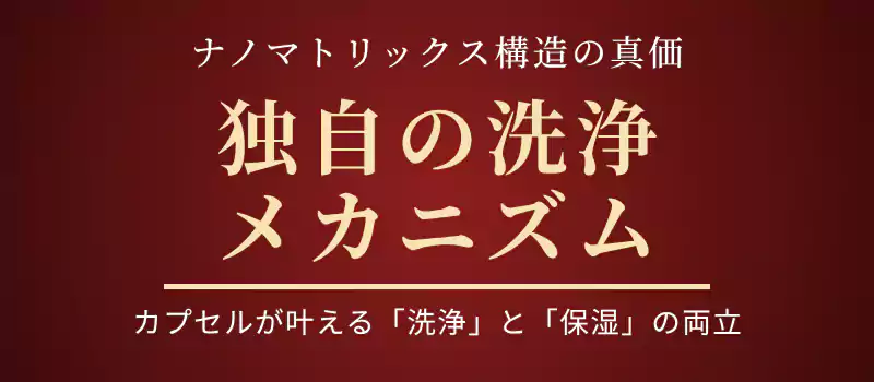 DUO独自のナノマトリックス構造による洗浄の仕組みを解説するバナー