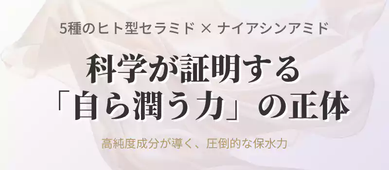 ヒト型セラミドとナイアシンアミドの成分解析バナー。