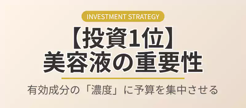 投資価値1位として美容液の重要性を伝えるセクションバナー。