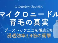 マイクロニードル育毛デバイス「ブーストックエコ」の効果を公式情報から徹底分析した解説記事のアイキャッチ画像。浸透効率3.4倍の根拠を詳しく紹介。