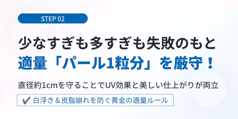 ステップ2:ラロッシュポゼの適切な使用量パール1粒分の解説バナー